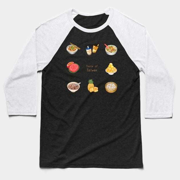 Taiwanese Food Illustration Baseball T-Shirt by Rose Chiu Food Illustration